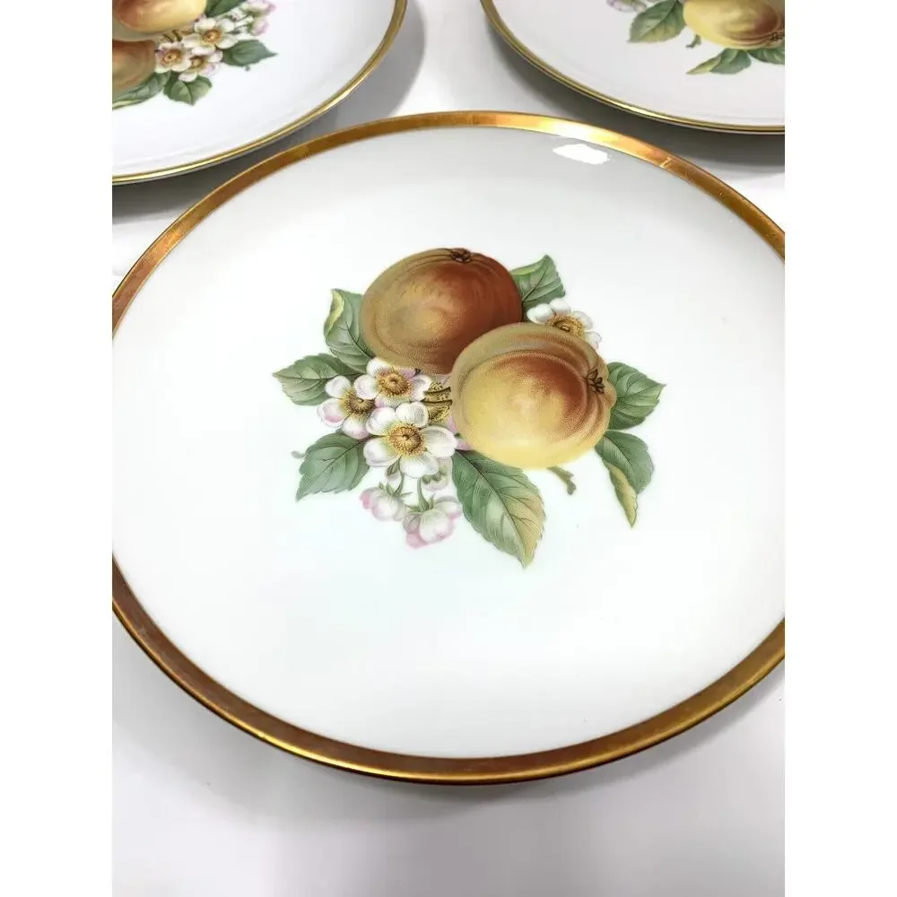 3 Vintage Hutschenreuther Selb Fruit Salad Plates Bavaria‎ Germany Pasco Peaches
